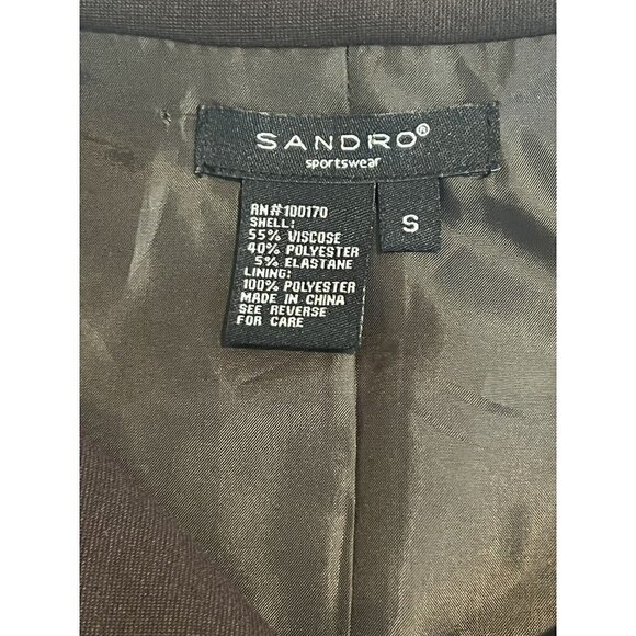 Sandro Sportswear Jacket Crop Swing Boxy Small Stretch Work Career Brown New NWT - Picture 3 of 7